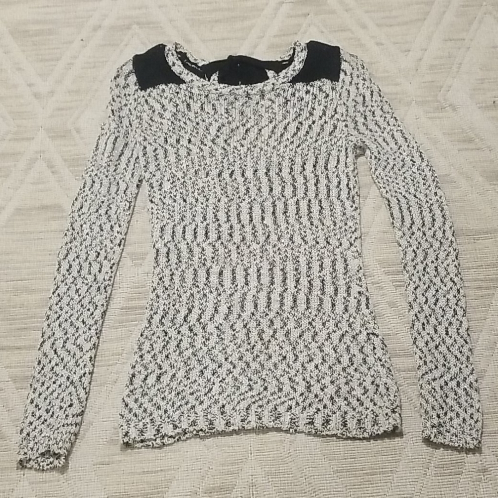 ♡Maurice's cream and black sparkly sweater XS